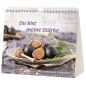Preview: Tischkalender „Du bist meine Stärke“ 2027 mit Naturmotiv und Bibelvers