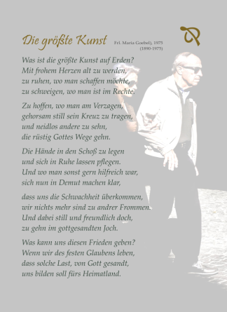 Die größte Kunst, Gedichtkarte