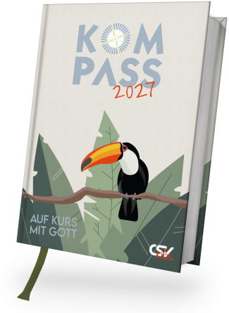Preview: Der Kompass 2027 – Christlicher Buchkalender für Kinder und Jugendliche mit Bibelversen, Geschichten und farbiger Gestaltung.