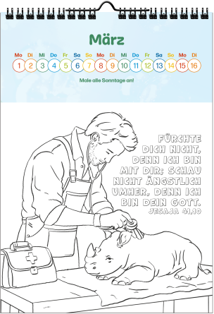Preview: Lupino 2027 – Kinderkalender zum Malen, Rätseln und Basteln mit Ausmalbildern, Bibelgeschichten und Spiralbindung.