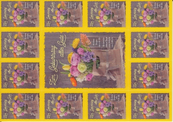 *Postkarte mit Aufklebern „Zum Geburtstag alles Gute“