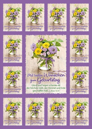 *Postkarte mit Aufklebern „Mit besten Wünschen zum Geburtstag“