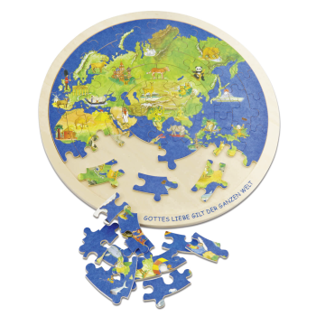 *Holzeinlegepuzzle „Gottes Liebe gilt der ganzen Welt“