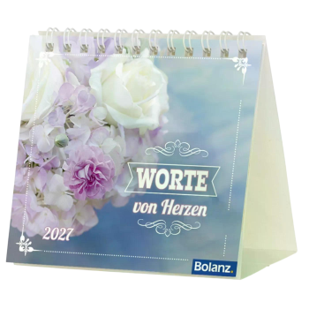 Minikalender „Worte von Herzen“ 2027 mit nostalgischem Motiv und Bibelvers