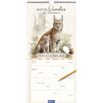 *NaturWunder des Schöpfers 2026 - Familienplaner, 5-spaltig, 22 x 45 cm