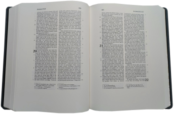Schreibrandbibel, klein, Leinen, blau