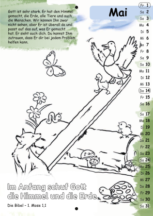 Mit Stift und Bibel 2026 (Kinderkalender mit Bibelversen zum Ausmalen)