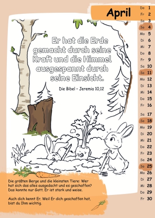 Mit Stift und Bibel (Kinderkalender mit Bibelversen zum Ausmalen) - Ernst-Paulus-Verlag