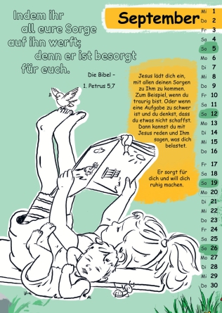 Mit Stift und Bibel (Kinderkalender mit Bibelversen zum Ausmalen) - Ernst-Paulus-Verlag