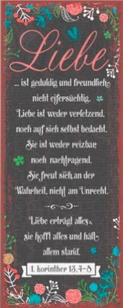 *Metallschild, lang „Liebe ist geduldig“