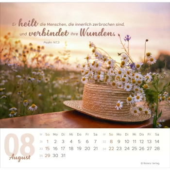Tischkalender „Meine Zeit“ 2027 mit Bibelvers und ausdrucksstarkem Foto