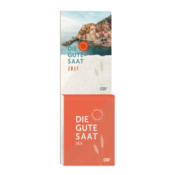 Die gute Saat evangelistischer Mini-Abreißkalender mit biblischer Botschaft zum Aufstellen