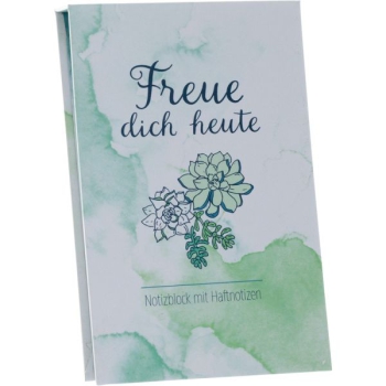 *Notizblock mit Haftnotizen „Freue dich heute“