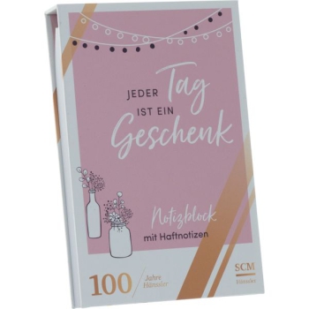 *Notizblock mit Haftnotizen „Jeder Tag ist ein Geschenk“