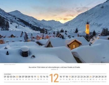 Schweizer Bildkalender mit Bergmotiven, Landschaftsaufnahmen und Bibelversen als Wandkalender im Querformat.