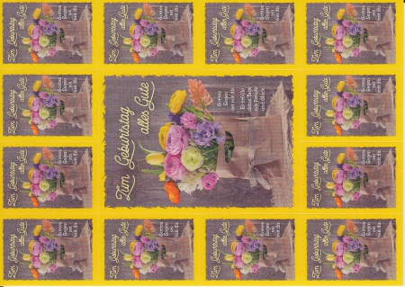 *Postkarte mit Aufklebern „Zum Geburtstag alles Gute“
