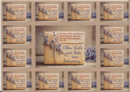 *Postkarte mit Aufklebern „Alles Liebe und Gute zum Geburtstag“