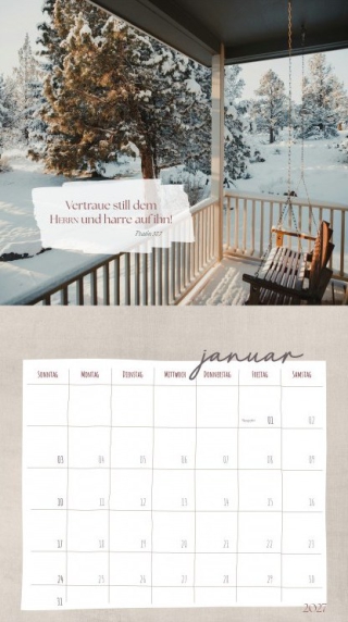 Ein kleines Stück Land 2027 – Wandkalender mit Landstil-Motiven, Bibelworten und praktischem Kalendarium.