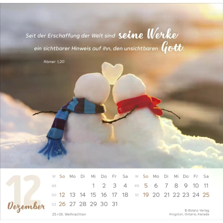 Tischkalender „Meine Zeit“ 2027 mit Bibelvers und ausdrucksstarkem Foto
