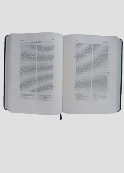 Schreibrandbibel, klein, Kunstleder, blau/grau, Silberschnitt – Einzelexemplar