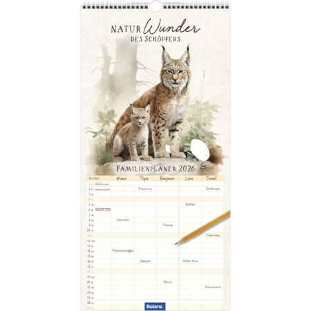 *NaturWunder des Schöpfers 2026 - Familienplaner, 5-spaltig, 22 x 45 cm