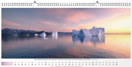 Panoramakalender XL 2027 – Hochwertiger Wandkalender mit Bibelversen, brillanten Bildern und silberner Spiralbindung.