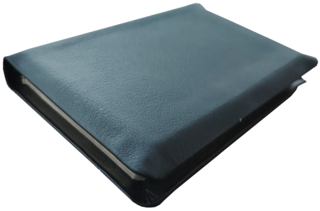*Pocketbibel, Leder, schwarz, Goldschnitt, Schutzklappen, 10,4 x 15,7 x 2,3 cm