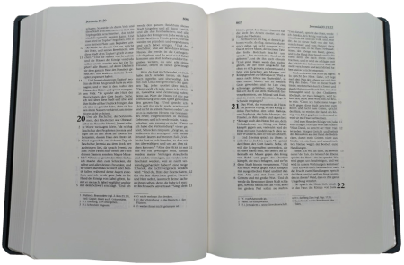 Schreibrandbibel, klein, Leinen, blau