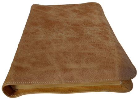 *Schreibrandbibel, groß, Leder, braun „Toffee“, Goldschnitt, Schutzklappen