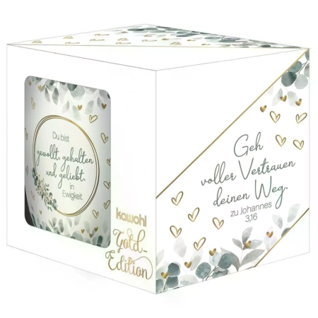 *Tasse „Du bist gewollt, gehalten“ (Gold-Edition)