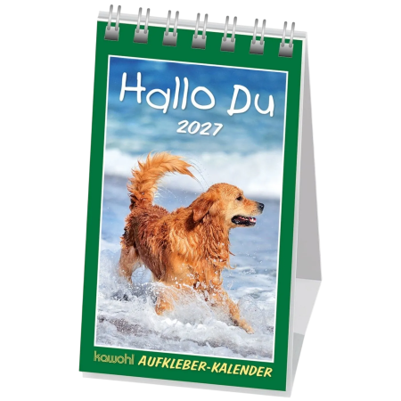 Aufkleber-Kalender „Hallo Du“ 2027 mit Tierfoto und Bibelwort für Kinder