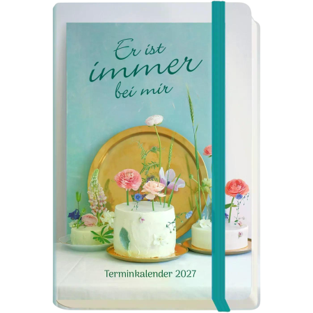 Terminkalender „Er ist immer bei mir“ 2027 mit Bibelvers und Gummiverschluss