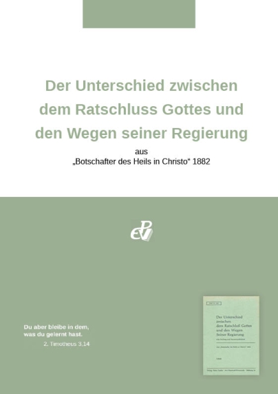 Der Unterschied zwischen dem Ratschluss Gottes und den Wegen seiner Regierung (digital)