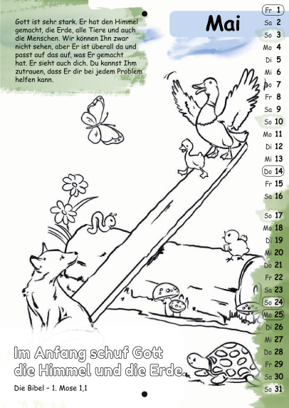 Mit Stift und Bibel 2026 (Kinderkalender mit Bibelversen zum Ausmalen)