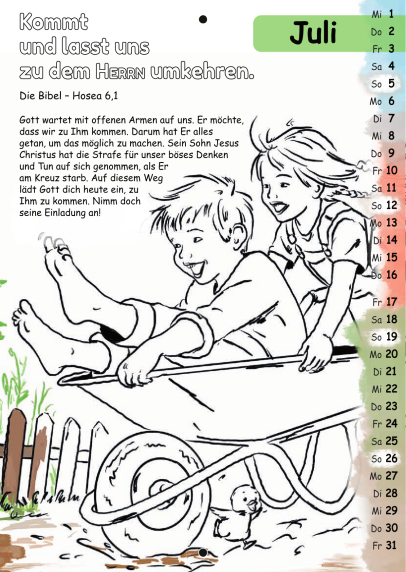 Mit Stift und Bibel 2026 (Kinderkalender mit Bibelversen zum Ausmalen)