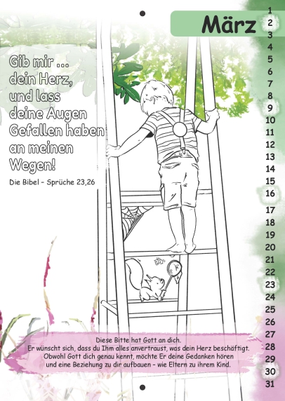 Mit Stift und Bibel 2026 (Kinderkalender mit Bibelversen zum Ausmalen)