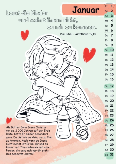 Mit Stift und Bibel (Kinderkalender mit Bibelversen zum Ausmalen) - Ernst-Paulus-Verlag