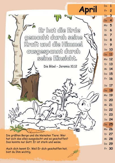 Mit Stift und Bibel (Kinderkalender mit Bibelversen zum Ausmalen) - Ernst-Paulus-Verlag
