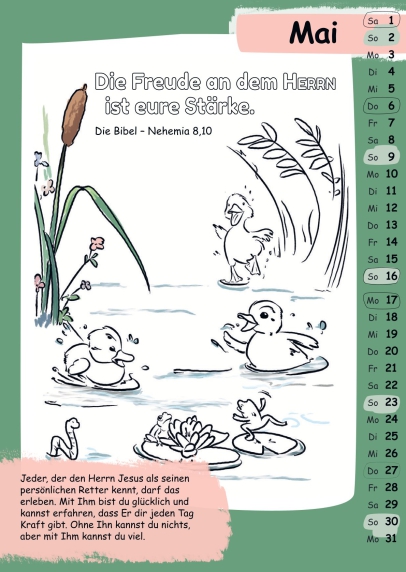 Mit Stift und Bibel (Kinderkalender mit Bibelversen zum Ausmalen) - Ernst-Paulus-Verlag