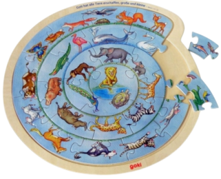 *Holzeinlegepuzzle „Gott hat alle Tiere erschaffen“