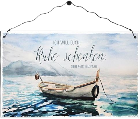 *Holzschild „Ich will euch Ruhe schenken“