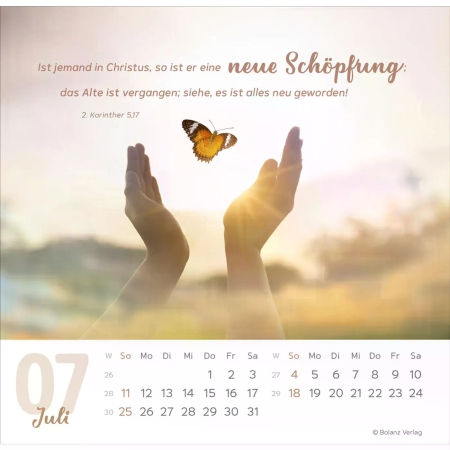 Tischkalender „Meine Zeit“ 2027 mit Bibelvers und ausdrucksstarkem Foto