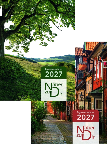 Näher zu Dir 2027 – Christlicher Buchkalender mit täglichen Bibelworten im Taschenformat, Motiv Baum oder Haus