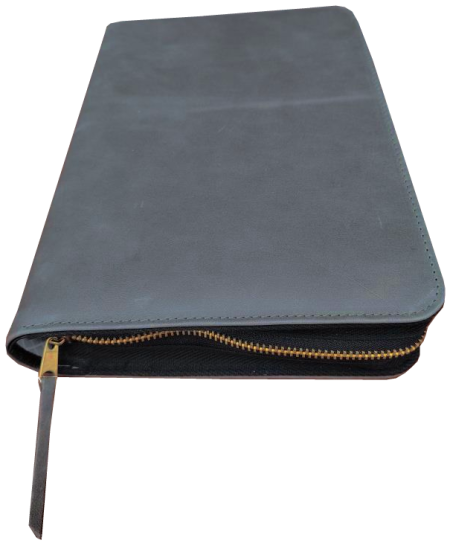 Bibelhülle „Olivenleder-Premiumleder“, grau, für kleine Schreibrandbibel
