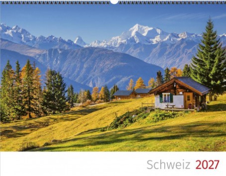 Schweizer Bildkalender mit Bergmotiven, Landschaftsaufnahmen und Bibelversen als Wandkalender im Querformat.